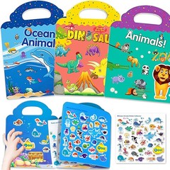 Reusable Sticker Books for Kids 3 Sets Travel Removable Toddler Sticker Books…