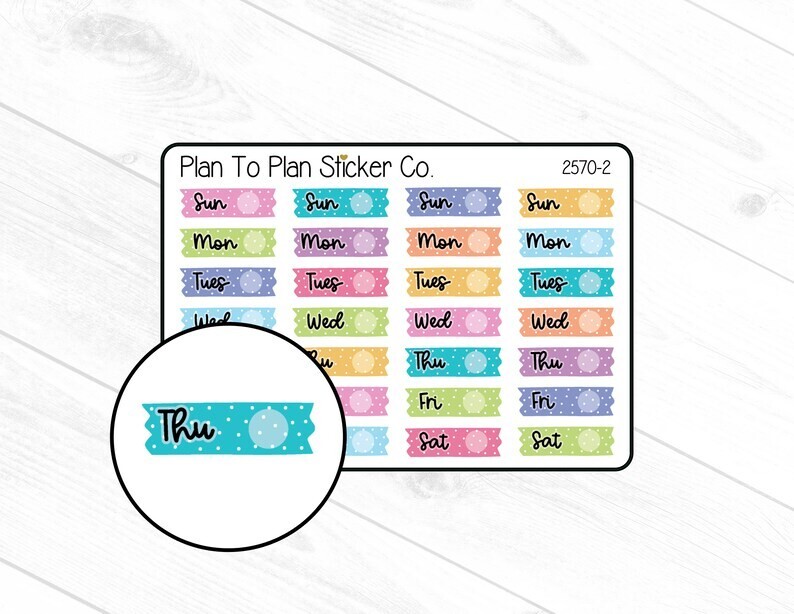 2570-2~~Days of the Week Washi Planner Stickers.