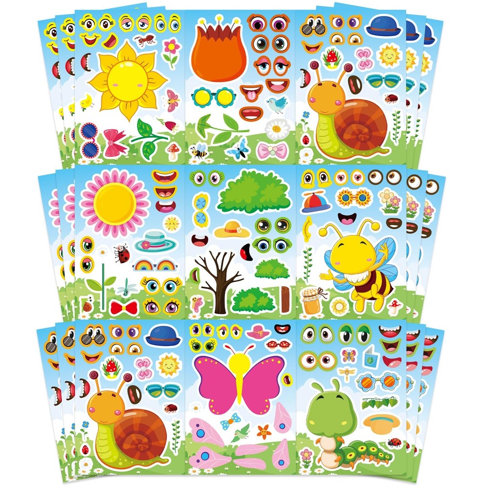 24 Sheets Make Your Own Stickers for Kids, Bug Stickers, Insect & Plant Theme…