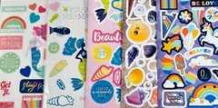 10 Sticker sheets Rainbow Fantasy Stars Smiley Face Hearts Butterflies Flowers