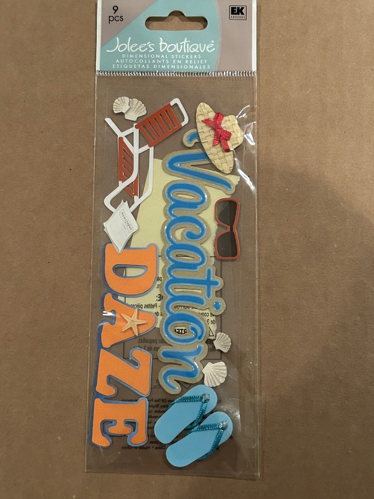 Rare Jolee’s Vacation Daze Hag Chair Flip Flops Scrapbook Stickers