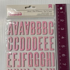 American Craft Shoebox Pink Glitter Thicker Alphabet 103 Pc