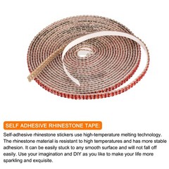0.2 Inch Self Adhesive Rhinestone Strips 3 Yard for Crafts,Red