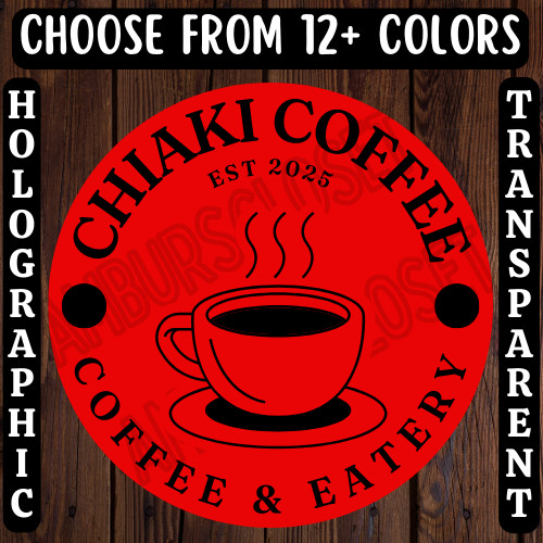 40 CUSTOM DRINK CUP STICKERS 2″ ROUND LABELS COFFEE TEA SCRATCH RESISTANT