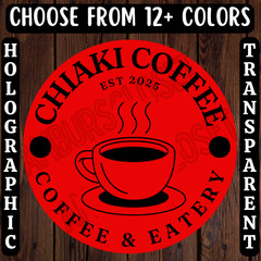 40 CUSTOM DRINK CUP STICKERS 2″ ROUND LABELS COFFEE TEA SCRATCH RESISTANT