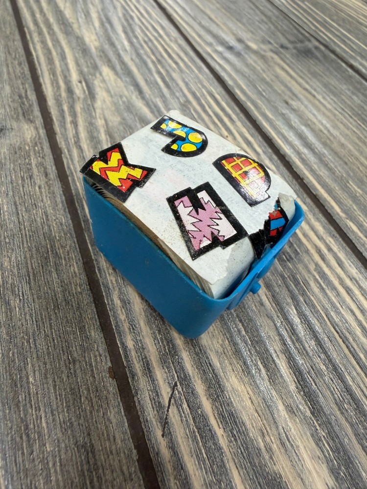 Vintage Pop Art Sticker Roll in Blue Plastic Case – Letters
