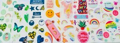 10 Sticker sheets Rainbow Fantasy Stars Smiley Face Hearts Butterflies Flowers
