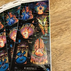 Hallmark Stickeroni Holographic Stickers Guitars Blues Rock Electric Guitar Lot