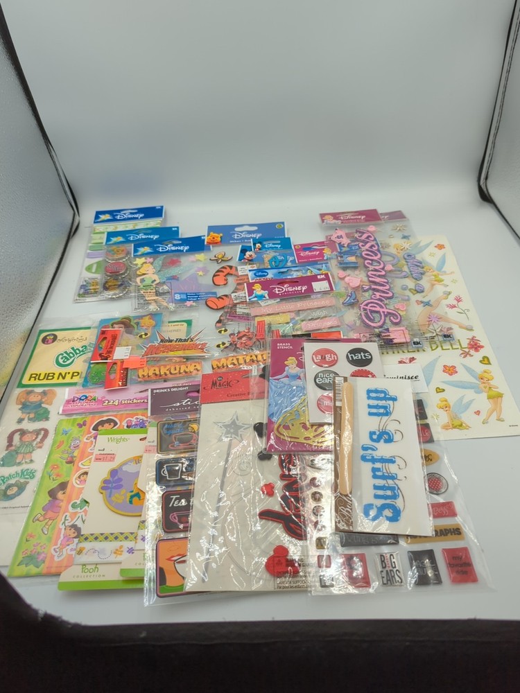 Vintage Sticker Sheets Lot Cartoon Disney, Cabbage Patch,Dora. Sandy lion Etc.