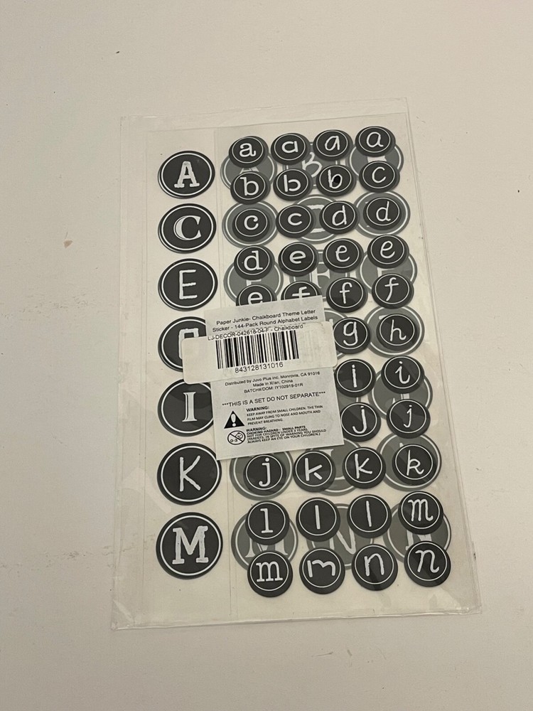 (10 Packs) Chalkboard Theme Letter Sticker – 144-Pack Round Alphabet Labels