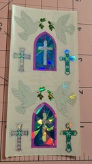 Vintage Sandylion Stickers Dove Crosses Stained Glass Lot 2 Modules