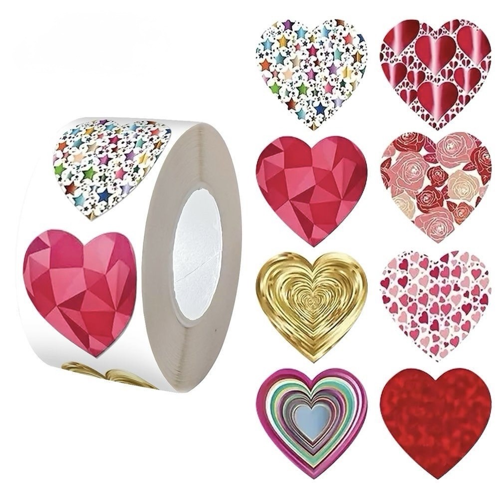 40Pcs Mixed 1″ Cute Love Heart Stickers Handmade DIY Party Round Labels