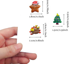 100Pcs Christmas Embellishments Set, Flat Back Bulk Mixed Resin Ornament Scrapbo