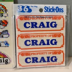 Vintage 70s & 80s BJ & Stick-Ons Property Of Craig Name Stickers