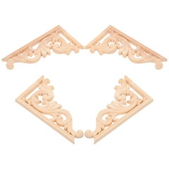 4 PCS Wood Carved Onlays Wooden Corbels Decor for Home Corner Applique