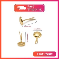 LLY 500 Pieces 8mm Round Brads, Paper Fasteners Metal Brads with Box, Paper Bras