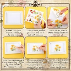 25 Vintage Flower Rub-On Transfers – Wildflower Stickers for DIY Crafts & Home D