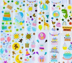 39 STICKER SHEETS LOT, Bulk stickers PK, Mxd Themes BABY BIRTHDAY SAFARI JUNGLE