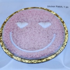 The Paper Studio Pink Heart Smiley Face Chenille Sticker Patch 1 pc NWT