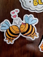 STICKERS x 5 Honey Bee Happy Apiculture Beehive Cartoon Large Sticker BEE5