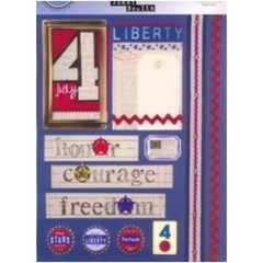 2 SETS LI’L DAVIS TAG-A-PEELS CARDSTOCK STICKERS PATRIOTIC 4TH JULY JENNI BOWLIN