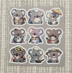 18 Cute Koala Bear Stickers, 1.7” Kawaii/Chibi Koala Waterproof Animal Decals