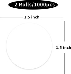 Blank Dot Stickers, 1.5 Inch Circle Stickers, 1000Pcs White round Price Sticker,