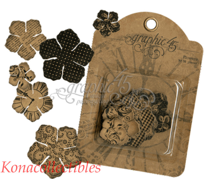 Graphic 45 Staples Chipboard Flower 24 in pk