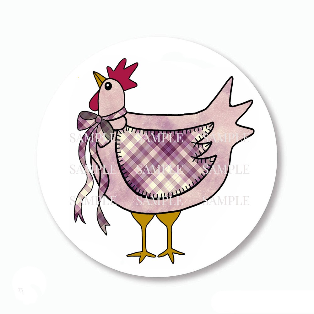 ADORABLE HEN CHICKEN STICKERS LABELS ENVELOPE SEALS SCRAPBOOK STICKERS