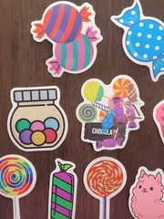 STICKERS x 10 Candy Gumball Chocolate Pink Cupcake Lollipop CAN4