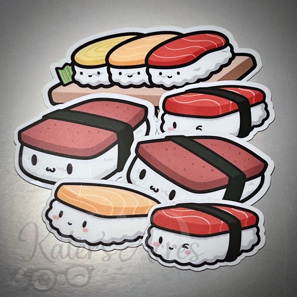 New HUBMAN CHUBGIRL VINYL DIE CUT Stickers: Food SUSHI & Rice Snacks