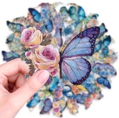 20Pcs Butterfly & Flower Multicolor Scrapbooking Stickers Assorted Designs