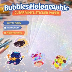 Bleidruck 25 Sheets Bubbles Holographic Clear Vinyl Sticker Paper