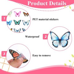 50 Pcs Butterflies for Crafts, Butterfly Stickers 2.0 to 2.5 inches, Multi