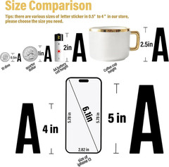 2500 PCS Black Letter Stickers Small, 0.5 Inch Vinyl Alphabet Stickers for Scrap