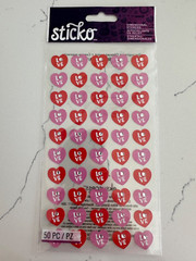 Sticko Autocollant Dimensional 50 PC Red/Pink Love Hearts w/Gems Scrapbooking