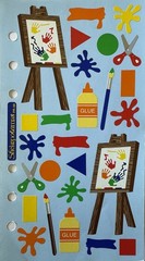 PAINT SUPPLIES Binder Stickers(26pc)Sticko…Paintbrush…Glue…Easel…Scissors…School