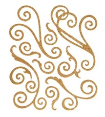 10 Gold Glittered Flourish Scrapbook Craft Card Stickers