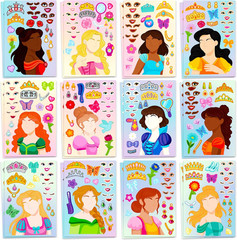 24 Sheets 9″X6″ Make a Face Stickers for Kids, Make Your Own Stickers with Unico