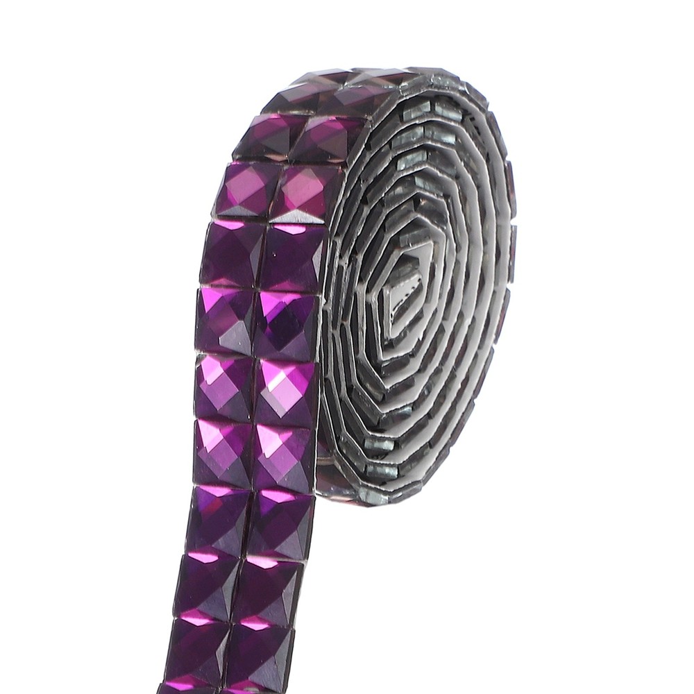 0.79 Inch x 1 Yard Crystal Rhinestone Sticker Ribbon Purple