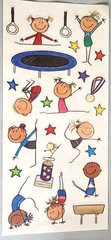 MAMBI Vintage 2001 Clear Stickers Gymnastics Gymnast 12″ NOS Retired HTF Craft