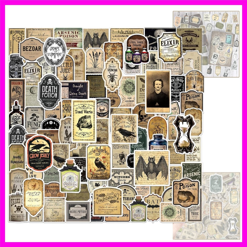 324 Pcs Potion Labels, Vintage Gothic Aesthetic Dark Aesthetic Apothecary Win…