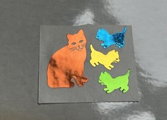 Vintage Mylar Foiled Cats Sticker Mod, Hambly Brand, Santa Clara CA, 4 Cats