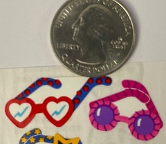 CRAZY GLASSES Stickers(6pc) Sandylion•Chunky•Heart •Sunglasses•Stars•Rainbow•