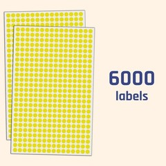 6000 Yellow Round Dot Stickers 1/4″ Self-Adhesive Labels