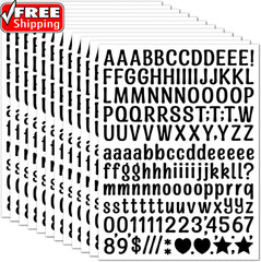 15 Sheet Small Letter Stickers – 1/2 Inch Black Vinyl Self Adhesive Alphabet Num