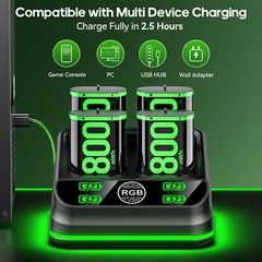 Xbox Controller Battery Pack with Rechargeable Batteries and Charging Station