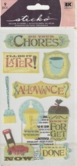 WOW! Sticko Classic Glitter stickers Kid’s CHORES theme 79532 FAST FREE ship!
