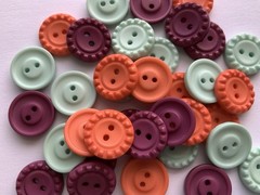 Stampin Up SYCAMORE STREET BUTTONS 35pcs 5/8in Pool Party Razzleberry Tangerine