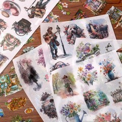 Auguro Scrapbook Stickers 20 Sheets 240 Pre-Cut Washi Flower Story
